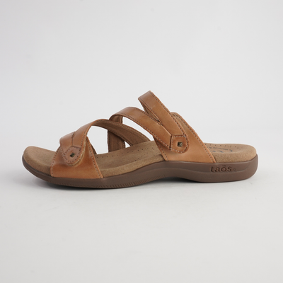 Double U Caramel Leather Sandals