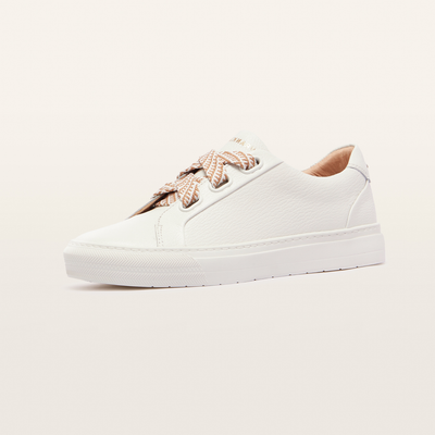 Mya White Tumbled Leather Sneakers