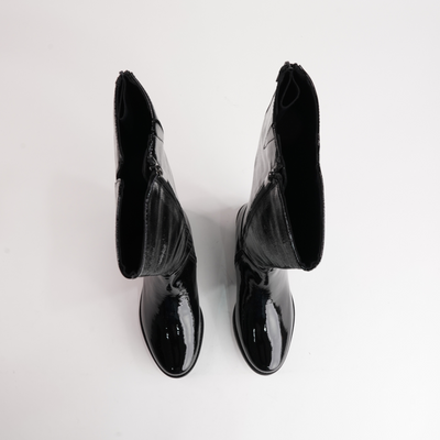 Chiara 01 Black Patent Leather Knee High Boots