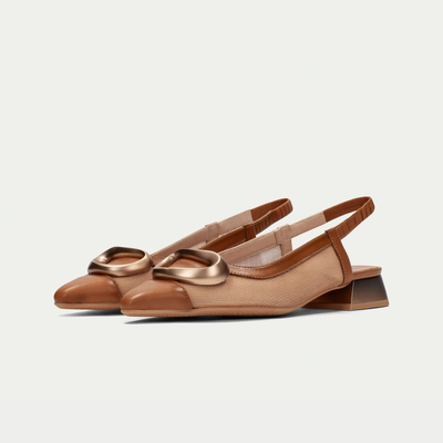 Hv253955 Tan Leather Flats