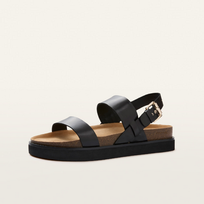 Hunter Black Leather Sandals