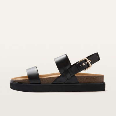 Hunter Black Leather Sandals