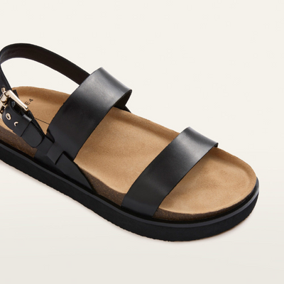 Hunter Black Leather Sandals
