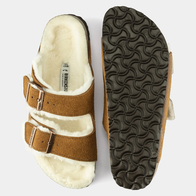 Arizona Shearling Mink Suede Leather Sandals