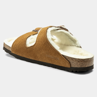 Arizona Shearling Mink Suede Leather Sandals