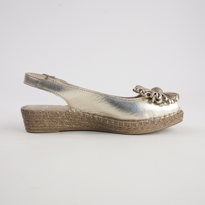 Erica Platino Leather Espadrille Wedges