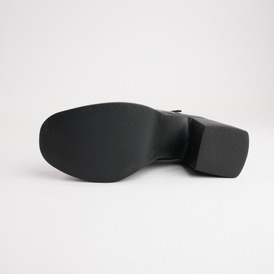 Indira Black Leather Heels