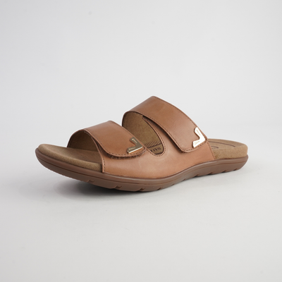 Tribe Tan Leather Slides