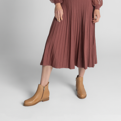 Tamara Camel Leather Ankle Boots