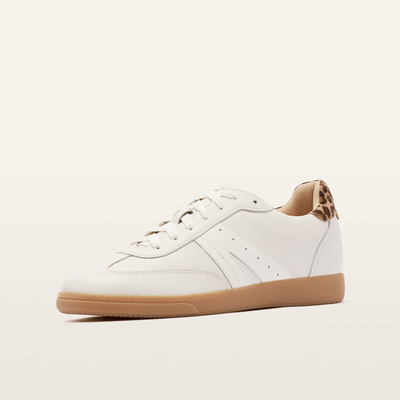 Levi White/ Leopard Leather Sneakers