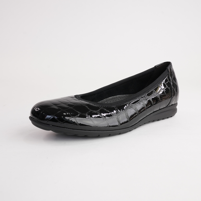 Gia Black Alligator Patent Leather Ballet Flats