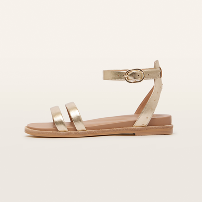 Patterson Gold Tumbled Leather Sandals