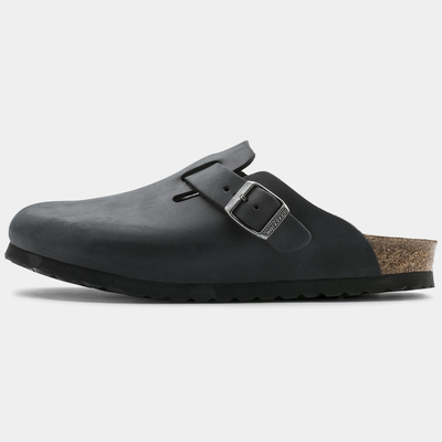 Boston Oiled Leather Black Flats