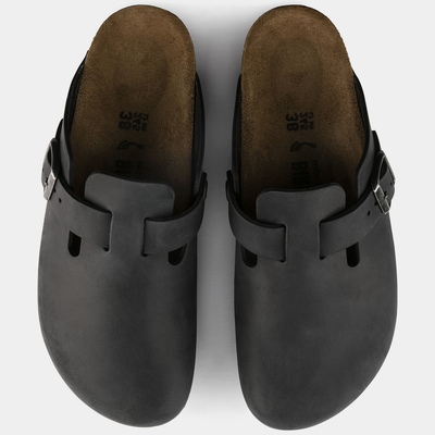 Boston Oiled Leather Black Flats