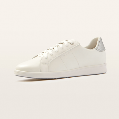 Jackie V White/ Silver Leather Sneakers
