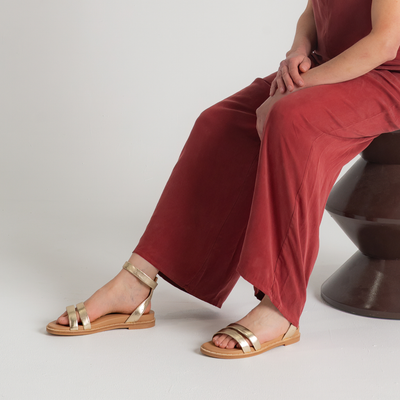 Patterson Gold Tumbled Leather Sandals