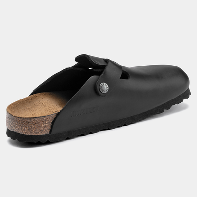 Boston Oiled Leather Black Flats