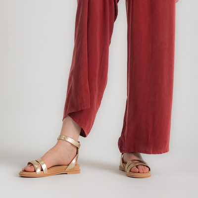 Patterson Gold Tumbled Leather Sandals