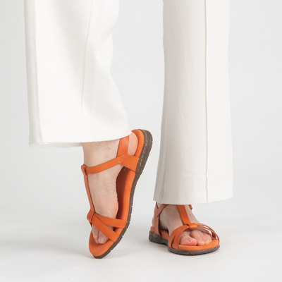 Fabricia 01 Orange Leather Sandals