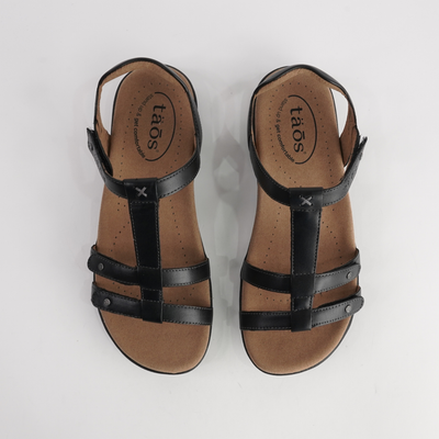 Trophy Black Leather Sandals