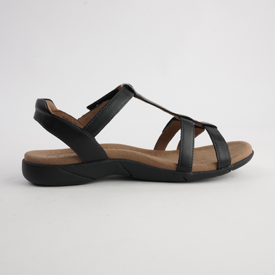Trophy Black Leather Sandals