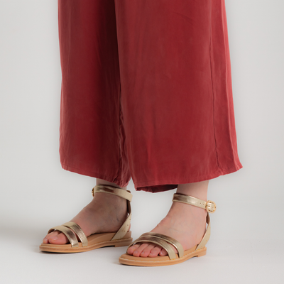 Patterson Gold Tumbled Leather Sandals