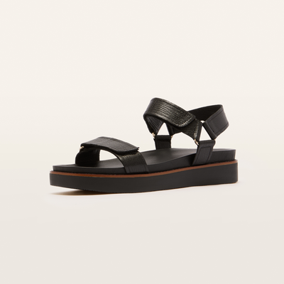 Zane Black Grain Leather Sandals