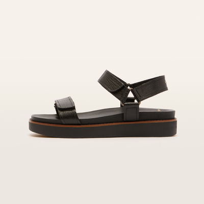 Zane Black Grain Leather Sandals