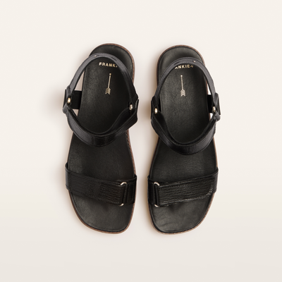 Zane Black Grain Leather Sandals