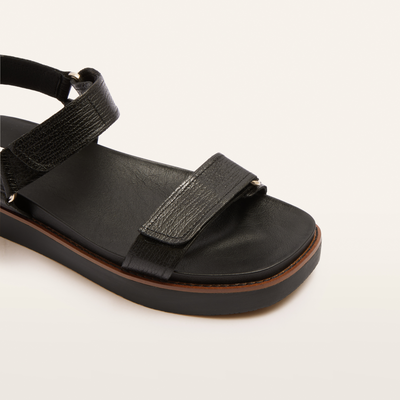 Zane Black Grain Leather Sandals