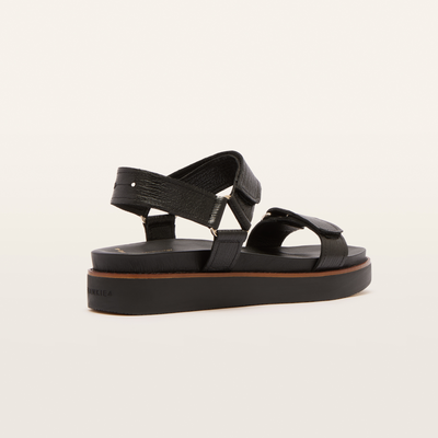 Zane Black Grain Leather Sandals