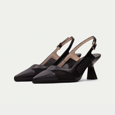 Hv254003 Black Leather Heels