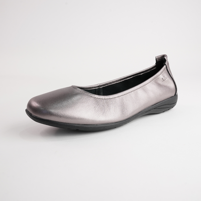 Fenja 01 Pewter Leather Ballet Flats