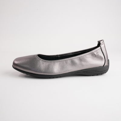 Fenja 01 Pewter Leather Ballet Flats