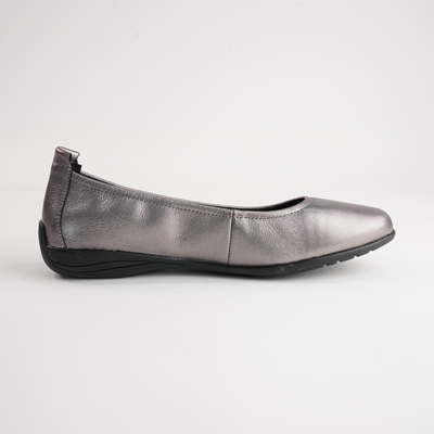 Fenja 01 Pewter Leather Ballet Flats
