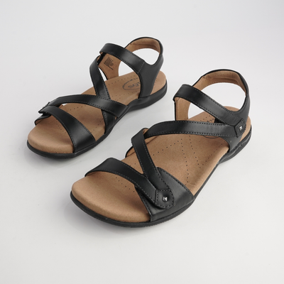 Big Time Black Leather Sandals