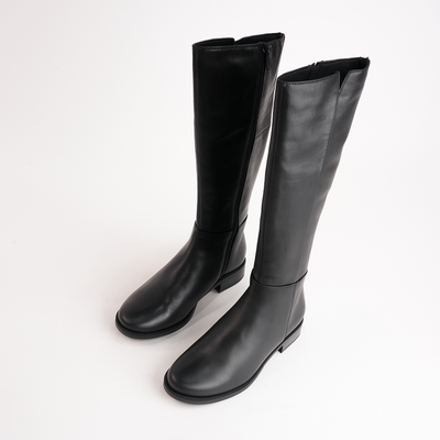 Chiara 01 Black Leather Knee High Boots