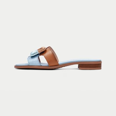 Hv253881 Pale Blue/ Tan Leather Sandals