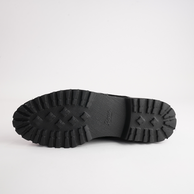 Meredith703 Black Patent/ Black Suede Leather Lace Up Flats