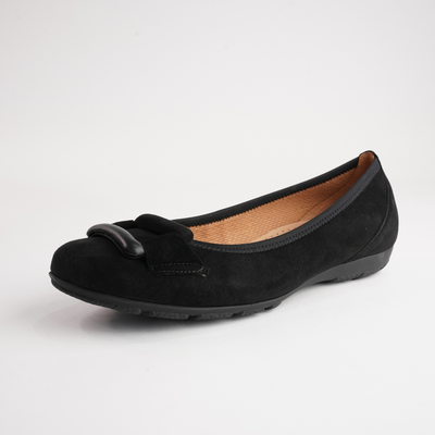Gwenyth Black Suede Leather Ballet Flats