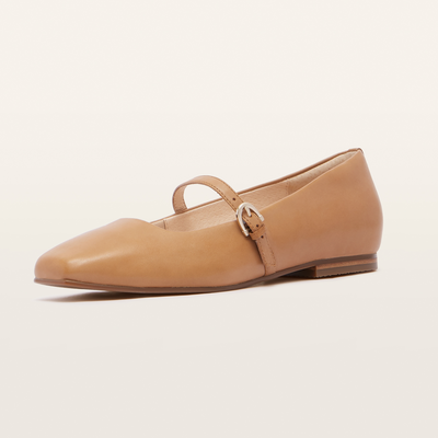 Hepburn Soft Tan Leather Ballet Flats
