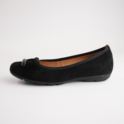 Gwenyth Black Suede Leather Ballet Flats