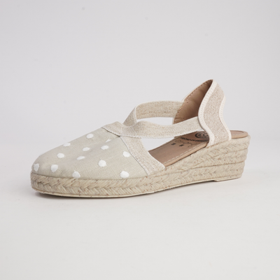 R18021 Beige Spot Espadrille Wedges