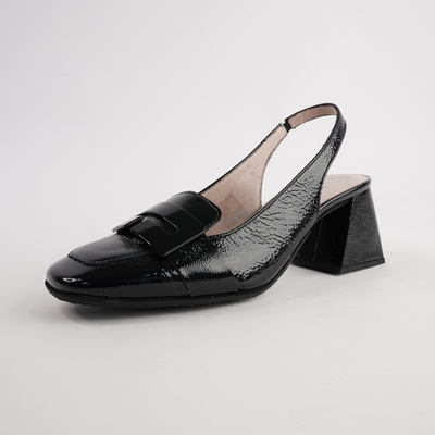 Heidi Black Leather Heels