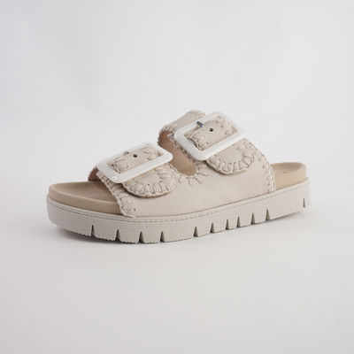 Rita Creme Leather Slides
