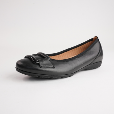 Gwenyth Black Leather Ballet Flats