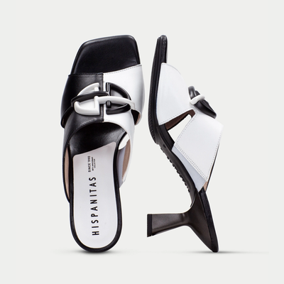 Hv253875 Black/ White Leather Heels