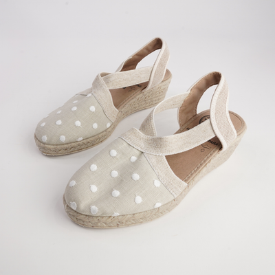 R18021 Beige Spot Espadrille Wedges