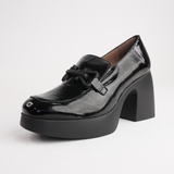 Callisto Black Leather Heels