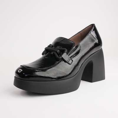 Callisto Black Leather Heels